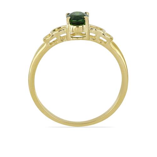 REAL CHROME DIOPSIDE GEMSTONE GOLD PLATED RING IN 925 SILVER